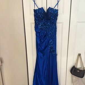 Royal Blue strapless prom dress